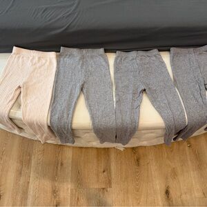 Cozy Kids Ribbed Knit Pants - Gray and Cream